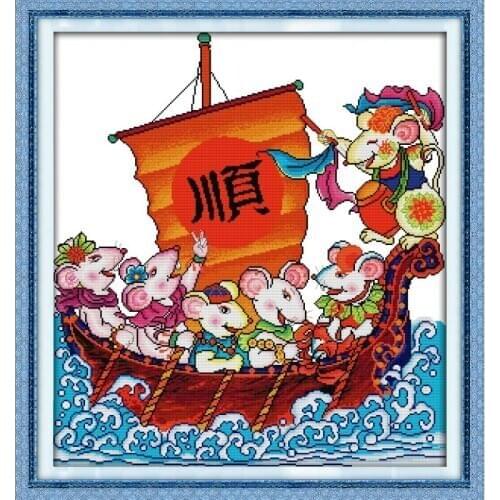 Joy Sunday Chinese Cross Stitch Kit Everything Is Going Smoothly11&14CT DIY Handmade Embroidery Kit For Decoration Painting&Gift