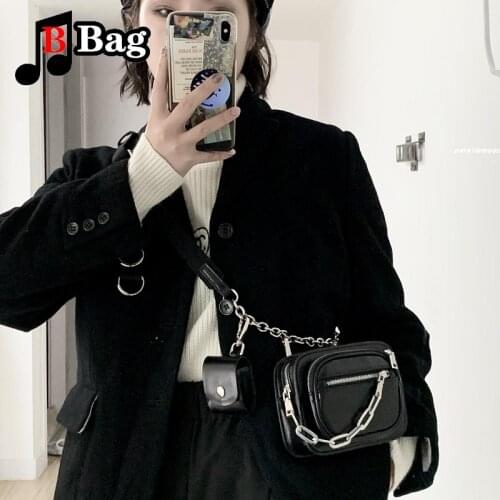 New Harajuku Women shoulder bag street fashion multi-function cool girl chain slung dark wind chest bag Female composite bag