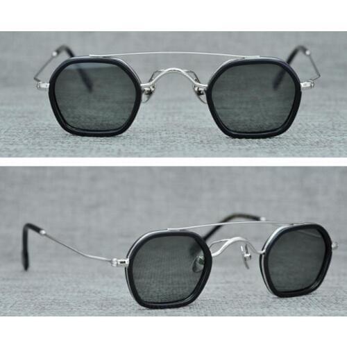 LKK UNISEX glasses flat glass frame double beam polygonal restoring ancient ways gold small box myopia frame Mens sunglasses