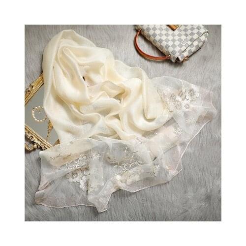 Solid Silk Women Scarf Winter Warm Wool Shawls Lady Wraps Floral Pashmina Luxury Embroidery Warn Scarves 2020 New