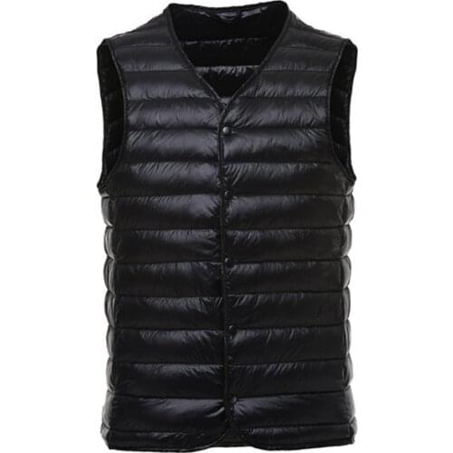 Autumn Winter White Duck Down Vest Men Single Breasted Sleeveless Jacket Men Large Size S-XXXL Body Warmer Waistcoat Gilet Homme