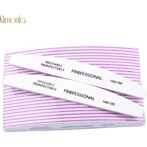 50pcs Professional Nail Files For Manicure UV Gel Polisher File 100/180 Grit Washable Curved Buffer Block Manicure Tools Set
