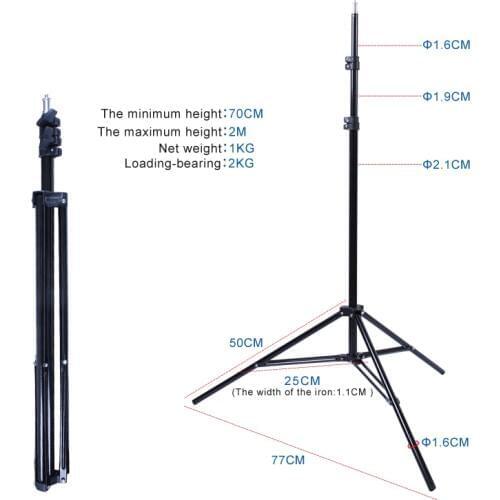 Photo Studio Professional Studio Adjustable 200cm Light Umbrella Stand with 1/4 screw head Flash Continuous Tripod