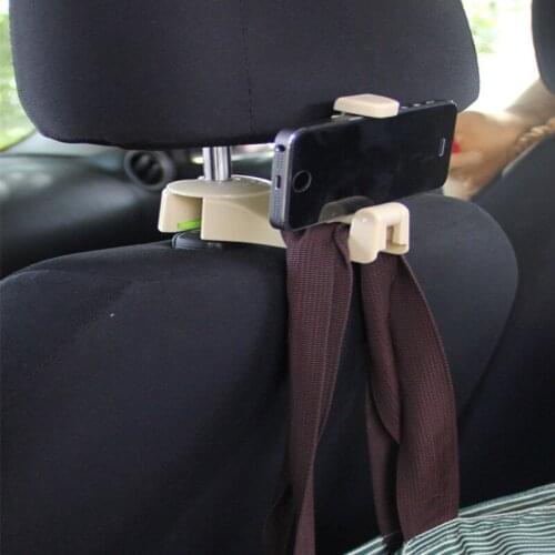 Adjustable Car Rear Headrest Hooks Mobile Stand Car Phone Holder Fastener Seat Back Hanger Clips For Bag Handbag