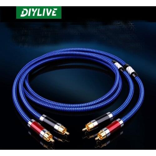 DIYLIVE Fever signal cable 6N single crystal copper HIFI double lotus head 2RCA audio cable two on two audio amplifier cable