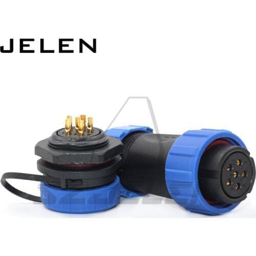 SP2110/S-SY2112/P, Electric Power waterproof connector 6 pin plug socket, dust cover, 6 pin power cable connector, IP68
