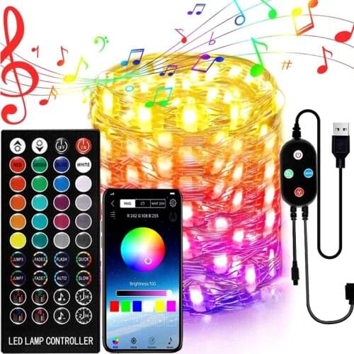 20-200 LEDs Fairy Lights Smart Bluetooth LED String Lights Christmas Tree Decoration Lights App Remote Control Holiday Lighting