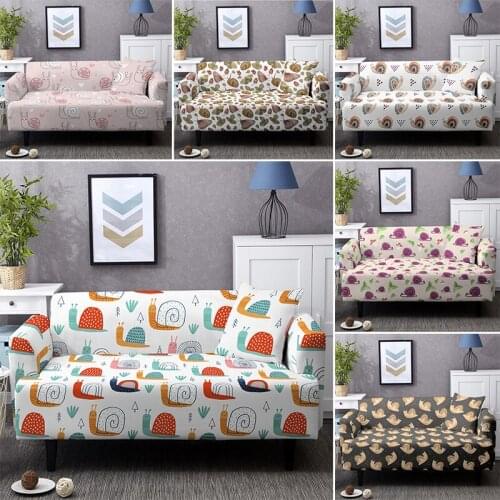 Cartoon Snail Elastic Sofa Cover For Living Room Washable All-cover Couch Covers Combination L Shape Slipcover 1/2/3/4 Seater