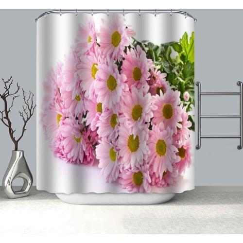 100% Polyester Fabric Custom Chrysanthemum Shower Curtain Modern Bathroom Curtain 180x200cm Waterproof HD Printing Bath Curtain