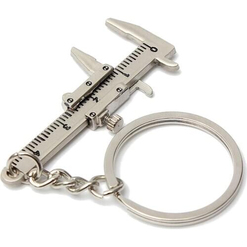 1Piece New Portable 2016 New Metal Movable Vernier Caliper Ruler Model Keychain Key Chain Keyring Keyfob Tool Gift