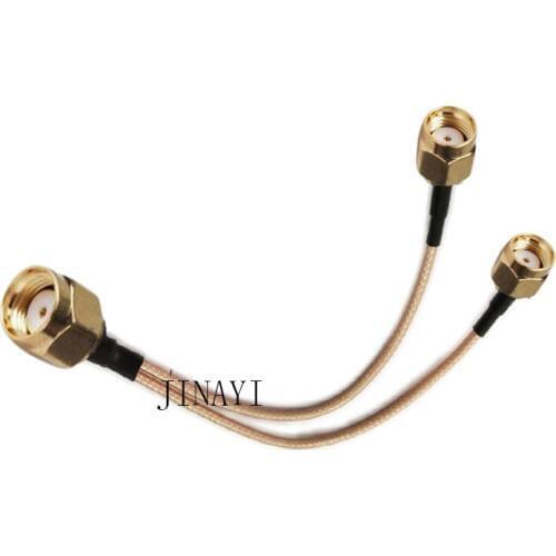 10pcs RP-SMA Male to 2 RP-SMA Male Connector RF RG316 Pigtail Y Extension Cable 10/15/20/30/50cm /1m