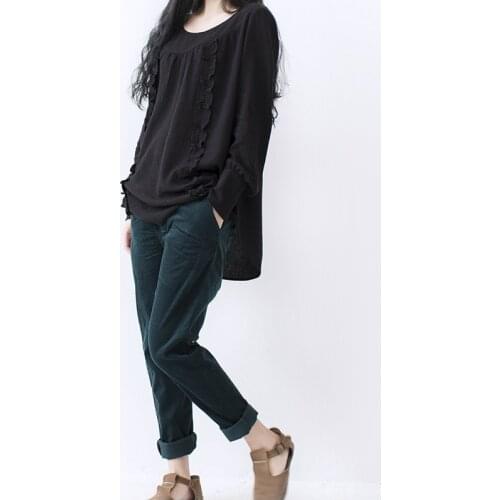 2014 Original beautiful new arrival vintage black cute shirt loose shirt17390-21