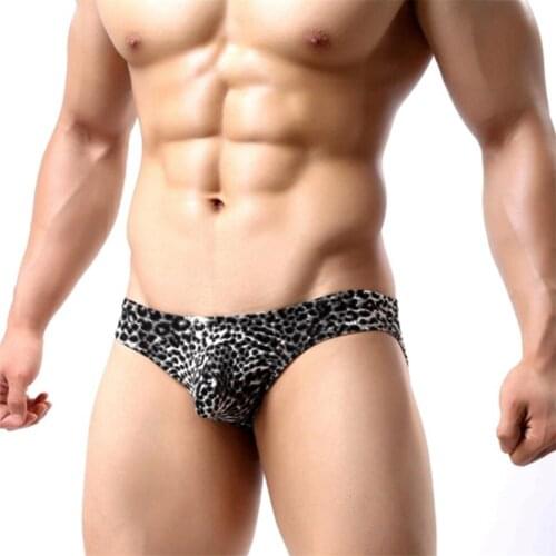 2019 Mens Underwear Bikini Briefs Pouch Lepoard Penis Convex Underwear Sexy Stretch Sexy Male Panties Plus Size