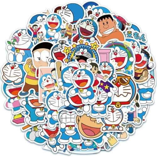 50PCS Doraemon Notebook Phone Decorative Stickers Luggage Childrens Gift Waterproof Stickers