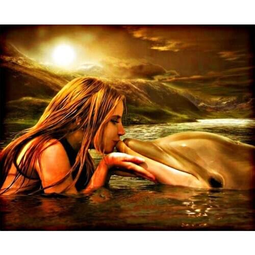 5d Diamond Embroidery Mermaid Daimond 5d Diy painting Animals Dolphin Paintings Mosaic Drawings Beaded Pictures Mosaic Pictures