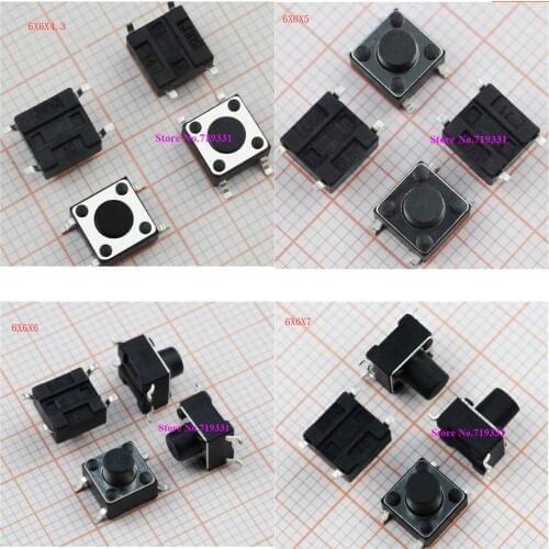 7 Values 70pcs 6X6x4.3/5/6/7/8/9/10mm Tact Switch Tactile Push Button Switch Kit Sets DIP 4P Micro Switch