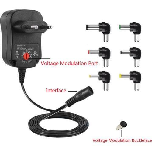 12W AC/DC Switching Power Supply Adapter Adjustable Power Adapter Universal Charger Supply for 3V 4.5V 5V 6V 7.5V 9V 12V Devices