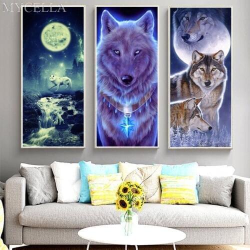 Full Diamond Embroidery Animal Wolf 5D Diy Diamond Painting Cross Stitch 3D Diamond Mosaic Decoration Christmas Decor