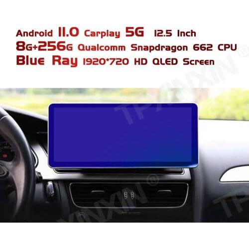 Android 11.0 256G+8G 12.3 inch 5G Car Multimedia Player For Audi A4 B8 2009-2015 Auto Stereo Car GPS Navigation Auto Radio Head