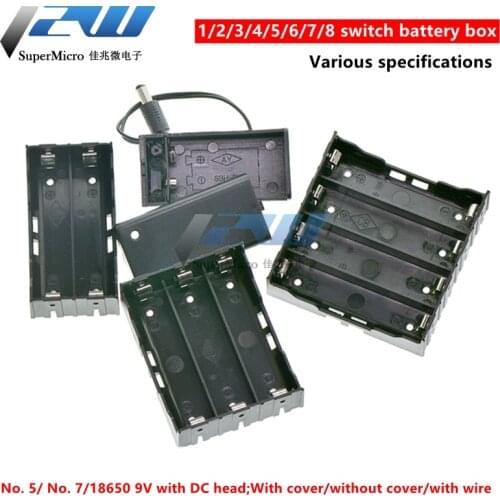 Battery box No. 5, No. 7 and No. 7 18650 with switch and cover battery holder 1 section 2 section 3/4/5/6/8 section 9V