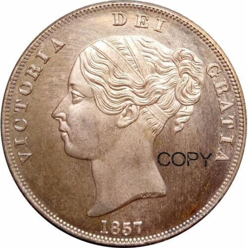 Great Britain Victoria 1 Penny 1857 Red Copper Copy Coin
