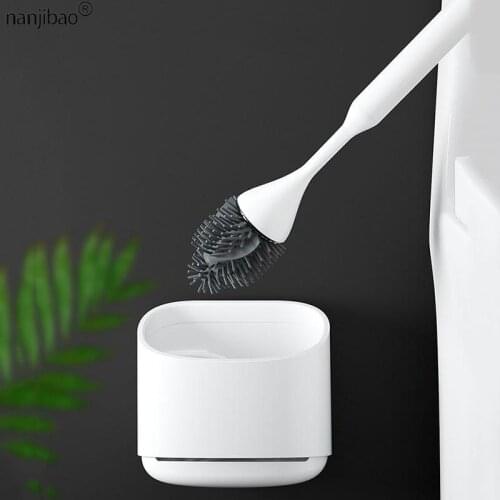 Nanjibao Household Wall-Mounted Toilet Brush Silicone Toilet Brush Set UV Disinfection Cleaning Artifact Bathroom Accessories