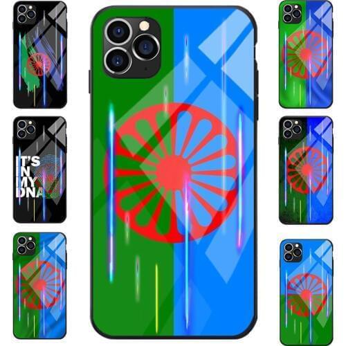 Polar Effect Glass For iPhone 6 7 8 S XR X Plus 11 12 Mini Pro Max SE2 Gypsy Romany Roma Travellers Flag Theme TPU Phone Cases