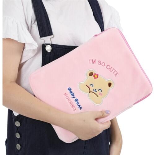 Girls Tablet Sleeve for iPad Pro 11 10.5 Inch 10.2 2019 9.7 2017/2018 Korea Style Ins Bear Pouch Bag For Samsung Huawei Tablets