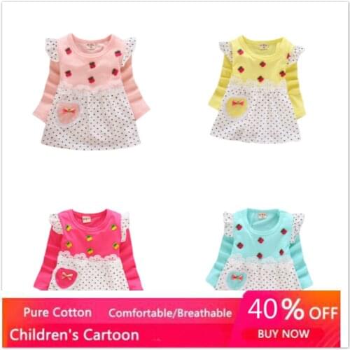 Baby Girls Clothes For Birthday 1-4 Years Old Long Sleeve T Shirt Princess Bow Dot Toddler Korean Kids Children Clothes Cotton