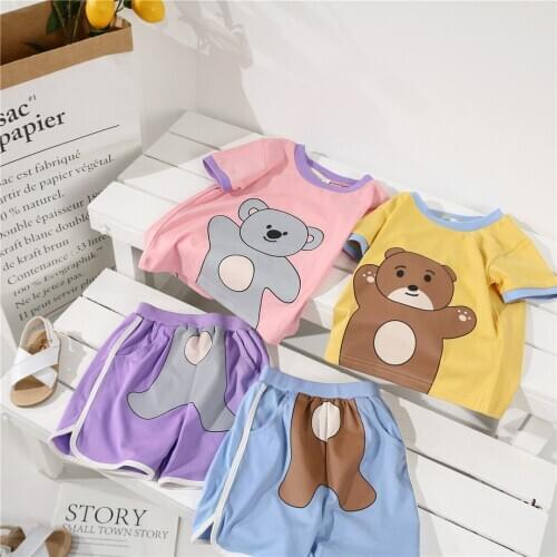 Tonytaobaby Childrens Garment Summer New Products Cartoon Homewear Set Toddler Boy Clothes