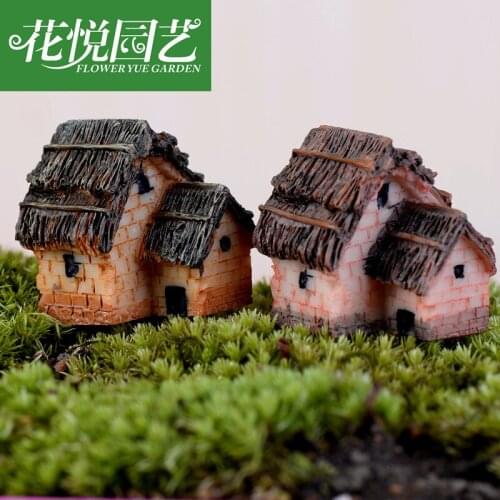 Resin House Miniatures Figurines Garden Decoration Outdoor Accessories Mini Crafts for Home garden Decor