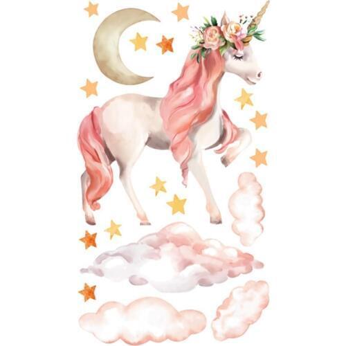 Magic Unicorn Wall Stickers Colorful Animals Horse Stars Wall Decals For Kids Girls Room Poster Wallpaper Home Decor