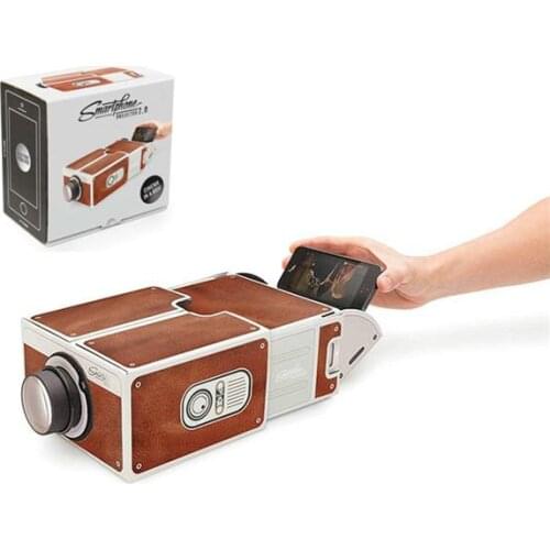 [ HOT Sale DIY 3D Projector Cardboard Mini Smartphone Projector Light Novelty Adjustable Mobile Phone Projector Portable Cinema