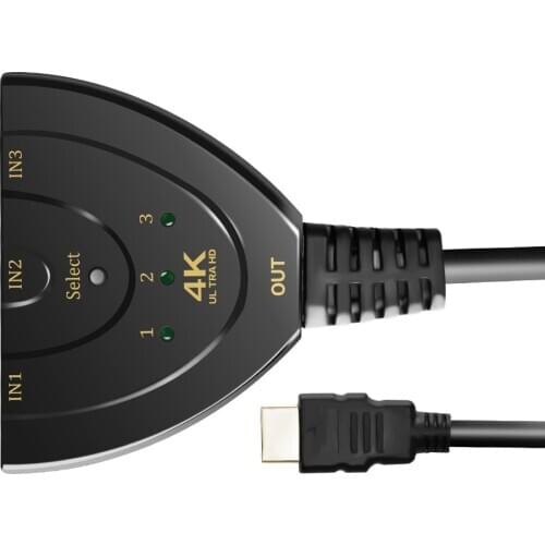 Hdmi switch 3 port to hdmi adapter 4k HD 3D Hdmi hub V1.4 with LEN displayfor HD-DVD SKY-STB PS3 Xbox360 TV Projector Monitor