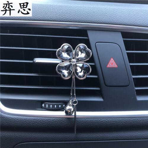 Fine metallic crystal flowers Pendant Air conditioning car perfume Adornment clip car air freshener Car shaped crystal flower