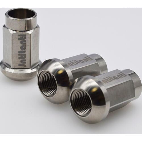Silver high strength Gr5 titanium wheel lug nut with ball seat M14*1.25*40
