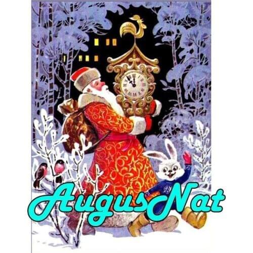 Santa clause diamond painting christmas card daimont embroidery clock puzzle pictures rabbits diamand mosaic sticker large size
