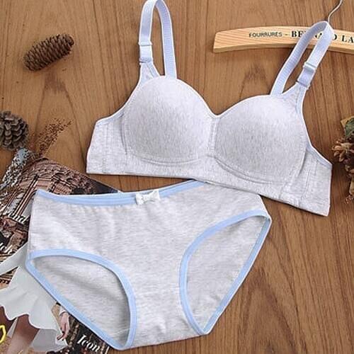 Women Bra Set Thin Cotton Girl Bras Suit Simple Wire Free Lingerie Underwear Comfortable And Breathable