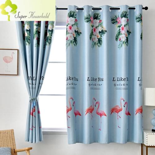 Cartoon bear Printed Flamingo Window Short Curtains for Kids Room Kitchen Shade Valance Bedroom Door Drape Custom Made