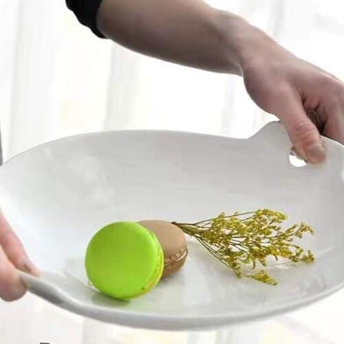 Creative White Ceramic Plates Tableware Western Steak Jewelry Dish Fruit Tortenplatte Fish Talerze Керамическая Посу Fruitschaal