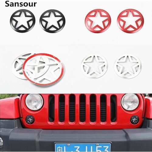 Sansour Aluminium Alloy Five-pointed Star Front Fog Light Lamp Cover Protect Trim Stickers For Jeep Wrangler 2007 Up Car Styling