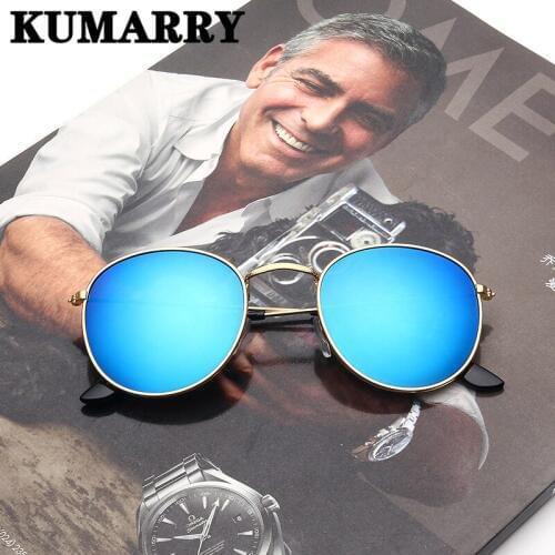 KUMARRY NEW Vintage Round Sunglasses Men/Women Small Luxury Brand Designer Fashion Sun Glasses lentes/gafas de sol mujer/hombre