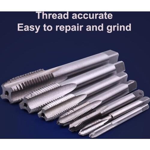 1pcs M3 M4 M5 M6 M8 M10 M12 HSS Left Hand Thread Tap Spiral Point Straight Fluted Screw Thread Metric Plug Hand Tap Drill