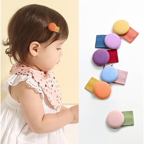 INS Fashion 3CM Snap Hair Clips for Girls Toddlers Simple Cloth Button Hairpin Barrettes Kids Hair Accessories 2/6pcs/Set