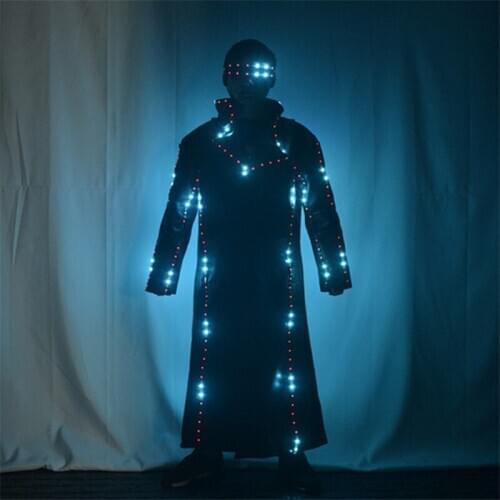 M27 Party men wears jacket dj performance props ballroom dance show dress outfits glowing glasses bar coat stage dress men disco