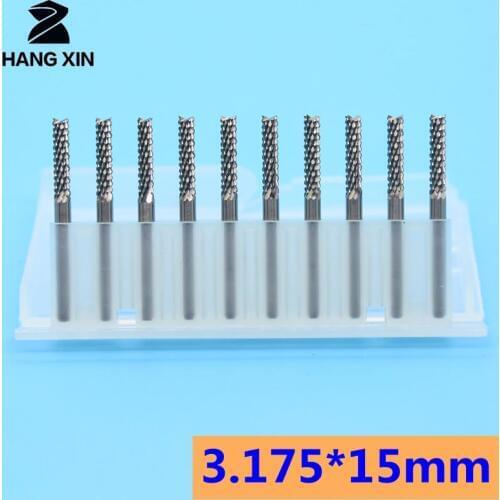 Tungsten Carbide PCB End Milling Cutter 3.175X15mm 10PCS Corn Dovetail Metal Milling Cutter Kit CNC Router Wood Carving Tools