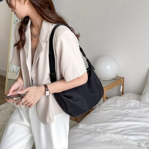 2021 New Simple Nylon Shoulder Bags for Women Zipper Ladies Fashion Hobos Messenger Bag Ladies Crossbody Bag Tote Handbag Purses