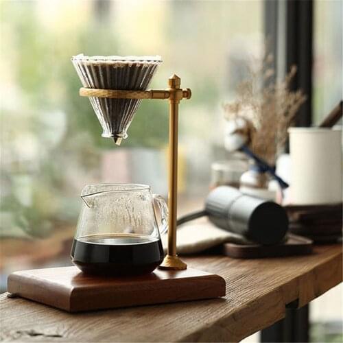 Pour-Over Coffee Dripper Aluminum alloy Stand with Solid Wood Anti-slip Base - Adjustable height