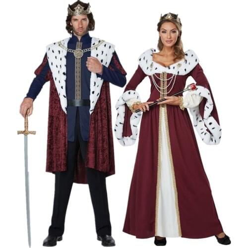 Halloween Sexy Royal Retro Couple Cosplay Costume European Court King Queen Christmas Party Dress