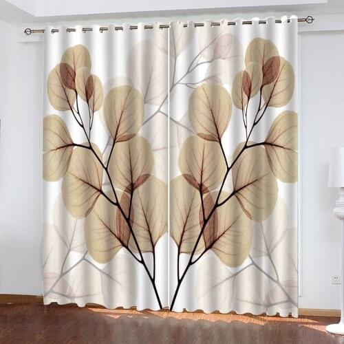 3D Digital Print Beautiful Leaves Blackout Curtains Bedroom Modern Living Room Window Made Home Decor Drapes